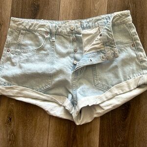 We The Free Shorts Free People Beginner's Luck Slouch Denim Light Wash Size 30